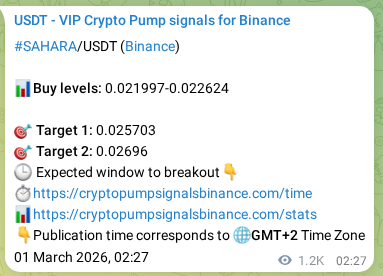 Trading signal proof: SAHARA pump from Binance, 02 March 2026, 12:14 Trading signal proof: SAHARA pump from Binance, 02 March 2026, 12:14