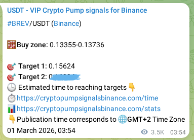 Binance pump signal proof for BREV on 05 March 2026, 05:06