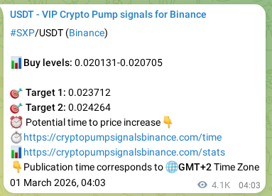 Market signal proof: SXP pump from Binance, 06 March 2026, 19:34