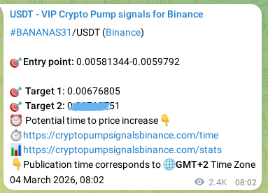 BANANAS31 pump signal verification from Binance, timestamp: 07 March 2026, 03:55