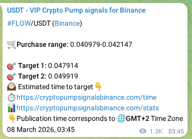 Binance exchange signal proof for FLOW, 09 March 2026, 15:20