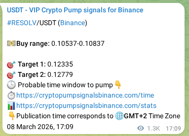 RESOLV pump signal verification from Binance, timestamp: 10 March 2026, 03:58