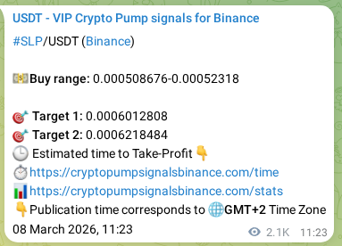Access the Binance pump signal confirmation for SLP at 10 March 2026, 21:04 Binance pump signal confirmation for SLP at 10 March 2026, 21:04