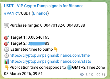 Crypto pump signal analytics for VANRY on Binance, 11 March 2026, 22:18 Crypto pump signal analytics for VANRY on Binance, 11 March 2026, 22:18