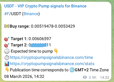 Authenticated proof of F's pump signal on Binance at 13 March 2026, 02:20