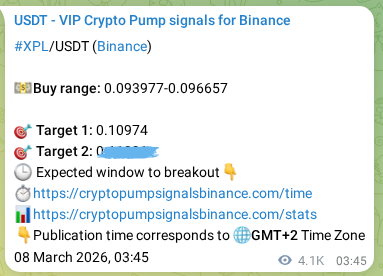 Binance signal verification for XPL pump, 13 March 2026, 13:11