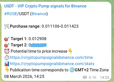Market signal authentication: ROSE on Binance at 13 March 2026, 20:31