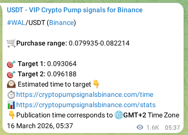 Binance pump signal proof for WAL on 18 March 2026, 02:01