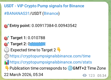 BANANAS31 pump signal verification from Binance, timestamp: 22 March 2026, 09:00