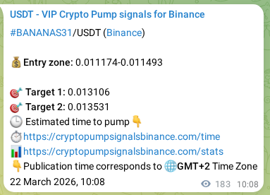 Crypto market signal proof: BANANAS31 pump on Binance, 22 March 2026, 14:11