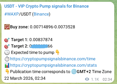 Signal verification: WAXP pump on Binance at 23 March 2026, 10:19