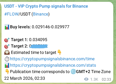 Crypto market signal proof: FLOW pump on Binance, 23 March 2026, 13:31