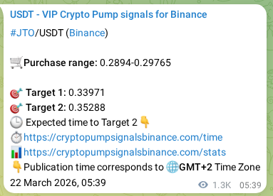 Verification image for JTO pump signal on Binance at 23 March 2026, 18:44