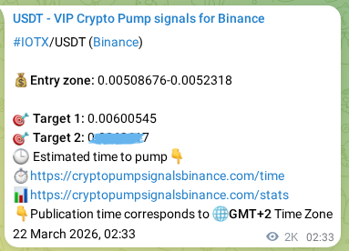 Binance pump signal proof for IOTX on 24 March 2026, 09:31