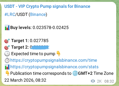 Crypto trading signal verification: LRC pump on Binance, 24 March 2026, 16:12