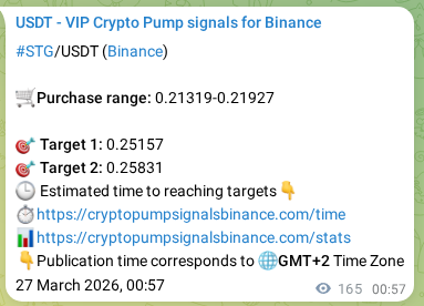 STG pump signal verification from Binance, timestamp: 27 March 2026, 05:31
