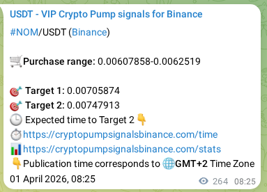 Check the NOM pump verification image from Binance, 01 April 2026, 15:32 NOM pump verification image from Binance, 01 April 2026, 15:32