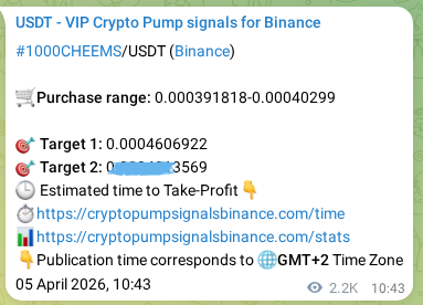View the proof of 1000CHEEMS pump signal on Binance at 07 April 2026, 23:13 Proof of 1000CHEEMS pump signal on Binance at 07 April 2026, 23:13