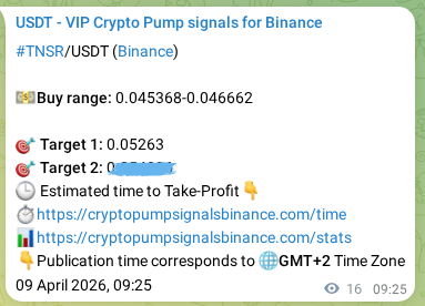 Crypto pump signal proof: Verify TNSR on Binance, 09 April 2026, 09:31 Crypto pump signal proof: TNSR on Binance, 09 April 2026, 09:31