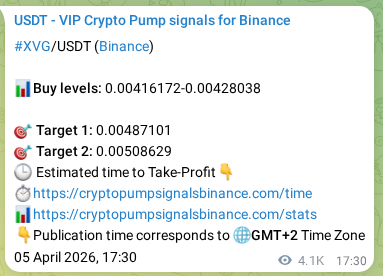 Binance exchange signal proof for XVG, 10 April 2026, 11:45