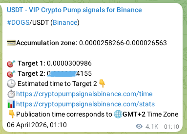 View the signal proof for DOGS pump on Binance at 11 April 2026, 20:50 Signal proof for DOGS pump on Binance at 11 April 2026, 20:50