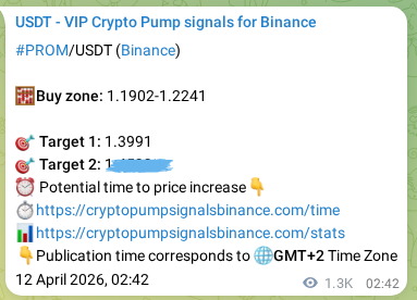 Market signal verification: PROM on Binance at 13 April 2026, 13:26