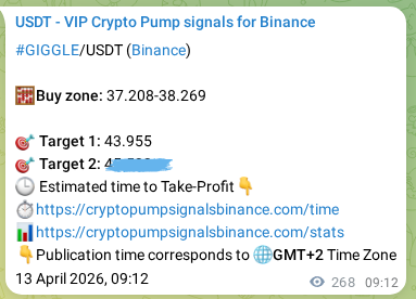 GIGGLE pump signal confirmation from Binance, timestamp: 13 April 2026, 16:27