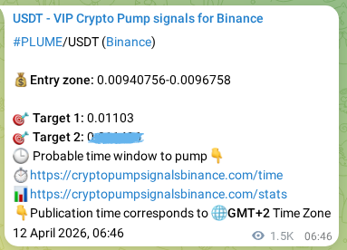 Signal authentication: PLUME pump on Binance at 13 April 2026, 23:11