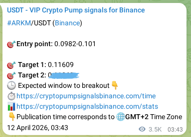 Binance trading signal confirmation for ARKM pump, 16 April 2026, 05:54