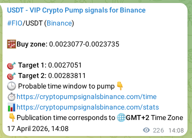 Binance signal verification for FIO pump, 17 April 2026, 20:24