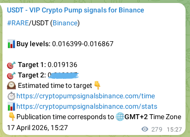 Signal proof for RARE pump on Binance at 17 April 2026, 23:12