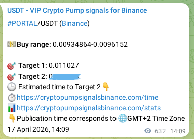 PORTAL pump verification image from Binance, 18 April 2026, 07:40