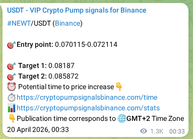 Verification image for NEWT pump signal on Binance at 21 April 2026, 12:07