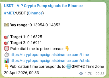 MET pump verification image from Binance, 21 April 2026, 22:45