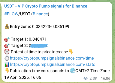 Binance exchange signal proof for FLOW, 22 April 2026, 08:45