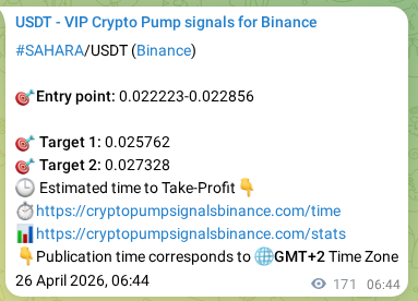 Binance signal verification for SAHARA pump, 26 April 2026, 11:15