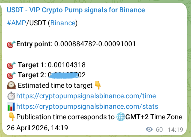 Crypto trading signal verification: AMP pump on Binance, 26 April 2026, 15:58
