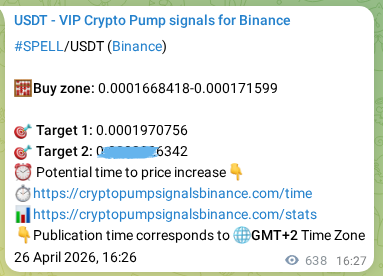 Binance exchange signal proof for SPELL, 27 April 2026, 09:42 Binance exchange signal proof for SPELL, 27 April 2026, 09:42