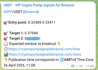 Explore the crypto trading signal verification for SFP pump on Binance, 27 April 2026, 21:56 Crypto trading signal verification: SFP pump on Binance, 27 April 2026, 21:56