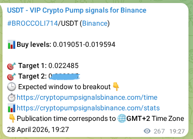 Explore the BROCCOLI714 pump signal verification from Binance, timestamp: 29 April 2026, 02:18 BROCCOLI714 pump signal verification from Binance, timestamp: 29 April 2026, 02:18