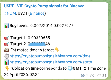 Binance trading signal proof for NOM pump, 29 April 2026, 06:07 Binance trading signal proof for NOM pump, 29 April 2026, 06:07