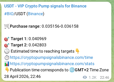 BIO pump signal verification from Binance, timestamp: 30 April 2026, 08:04