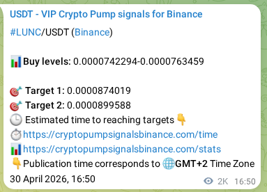 Binance pump signal proof for LUNC on 03 May 2026, 01:43