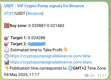 Verification image for TST pump signal on Binance at 04 May 2026, 12:38