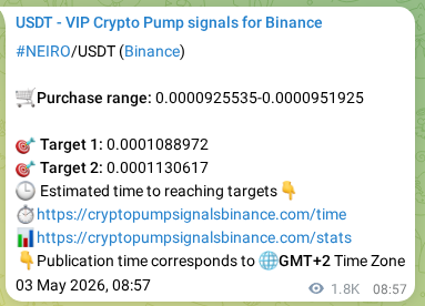 Binance pump signal verification for NEIRO at 05 May 2026, 11:26