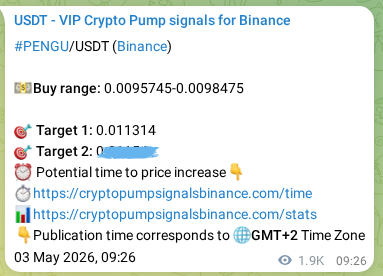 PENGU pump verification image from Binance, 05 May 2026, 14:24