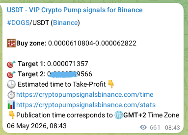 Binance pump signal proof for DOGS on 07 May 2026, 03:04