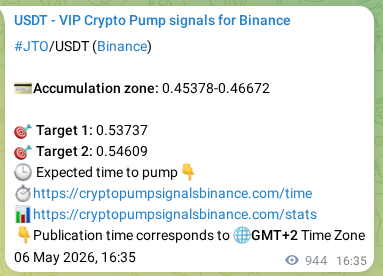 JTO pump verification image from Binance, 07 May 2026, 18:37