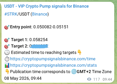 Binance exchange signal proof for STRK, 08 May 2026, 12:55
