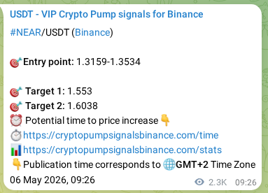 Binance pump signal proof for NEAR on 09 May 2026, 02:12